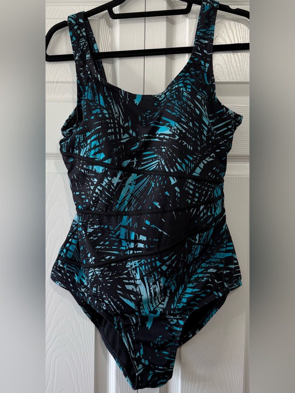 Swimsuits For All  One-Piece Swimsuit Size 18 Blue Black Ruched Tummy Control